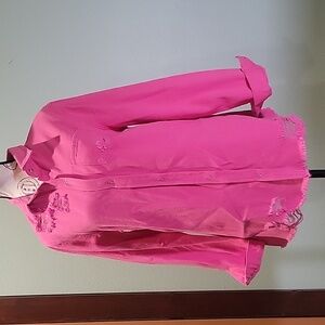 Bubblegum Pink Distressed Jean Jacket